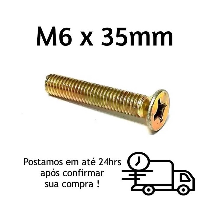 Parafuso Chato Phillips M6 X 35mm Bicromatizado