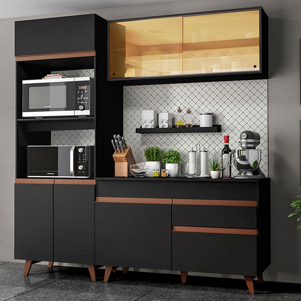 Armário de Cozinha Compacta 190cm Preto Reims Madesa 02 - Home & Living