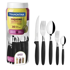 Faqueiro Ipanema 30 Peças Com Lâmina de Aço Inox Preto Tramontina - 23398088