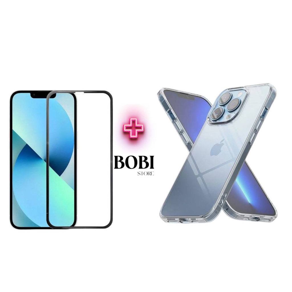 IPhone 13 Pro Kit Capa Anti-Impacto Transparente + Película Vidro Temperado 3D