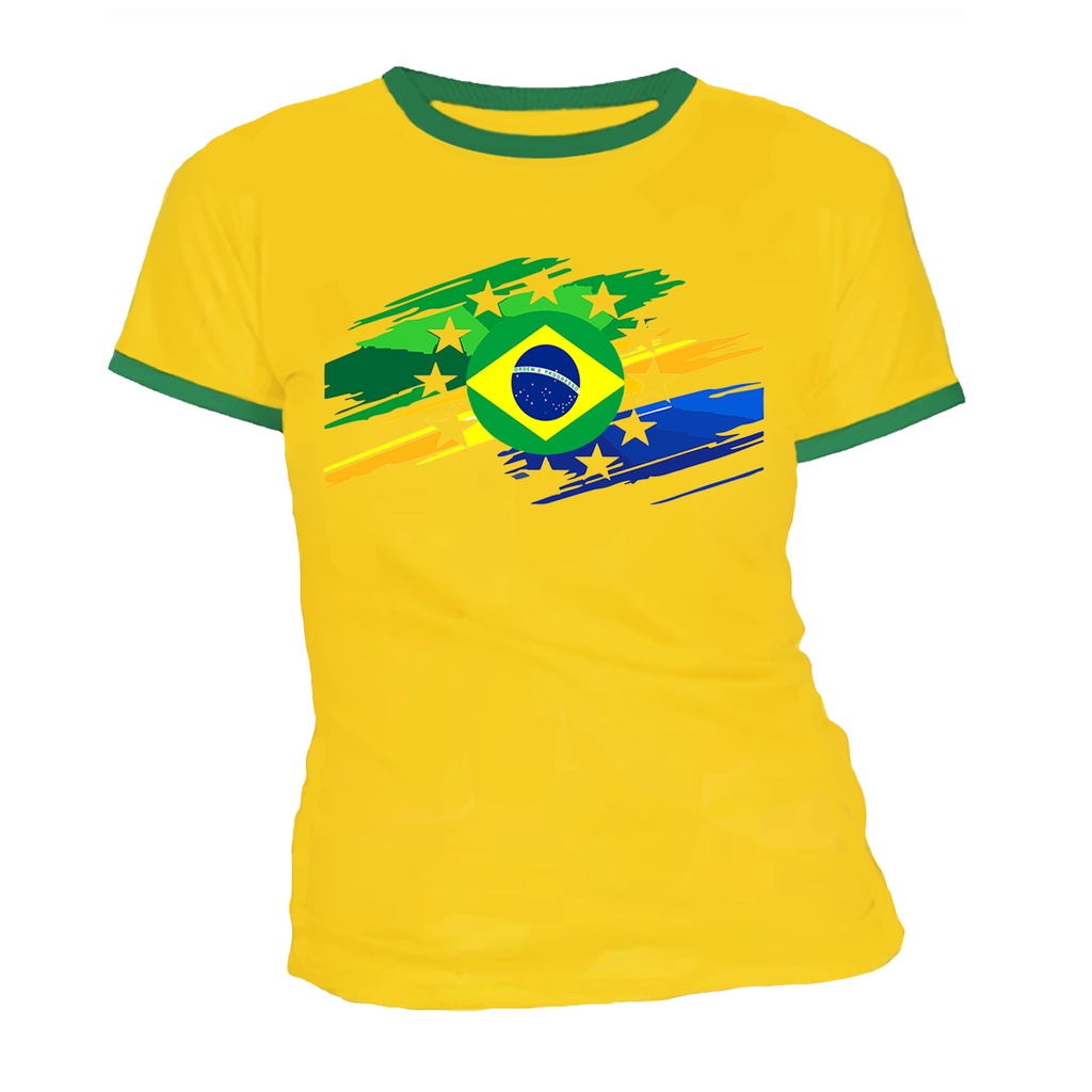 Camiseta Feminina Baby Look Copa do Mundo Brasil Futebol Hexa  Torcedor