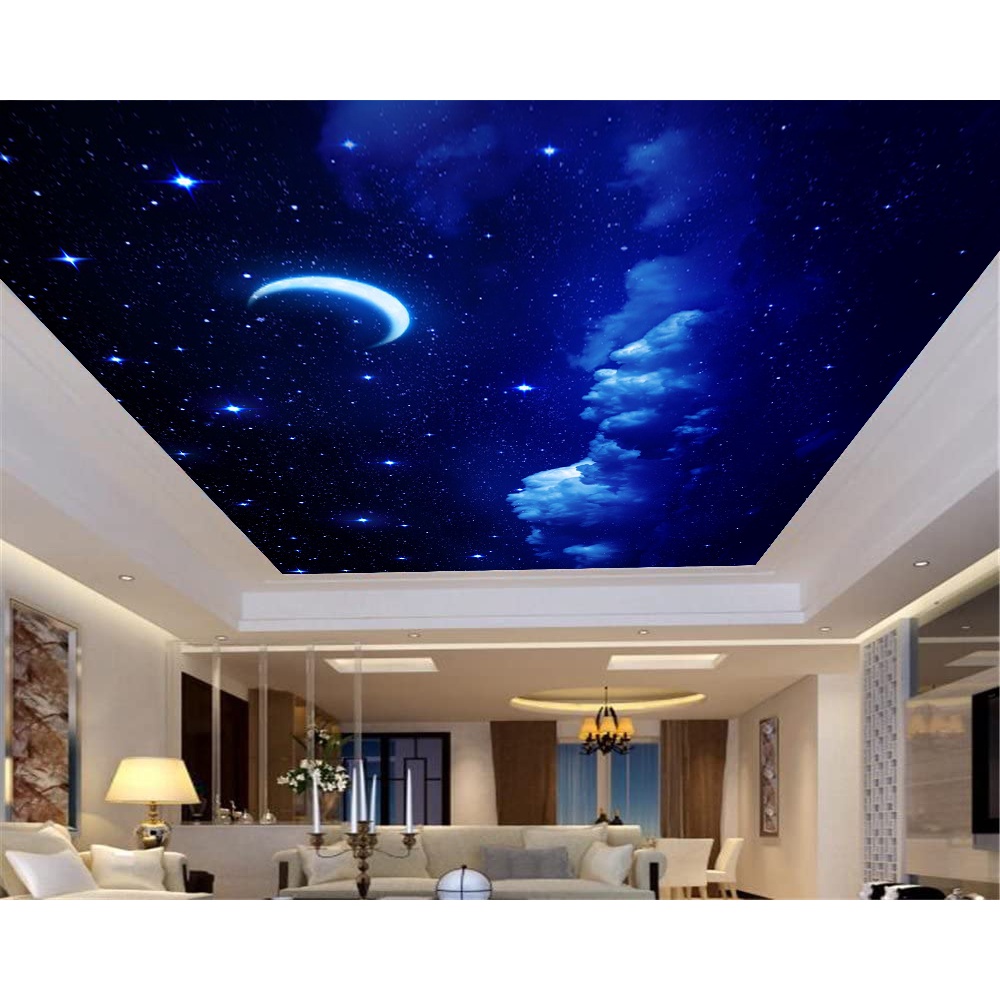 Papel de Parede de Teto - Adesivo Decorativo Para Teto - Painel Fotográfico Espaço Universo Paisagem Céu Galaxia ROF - 023