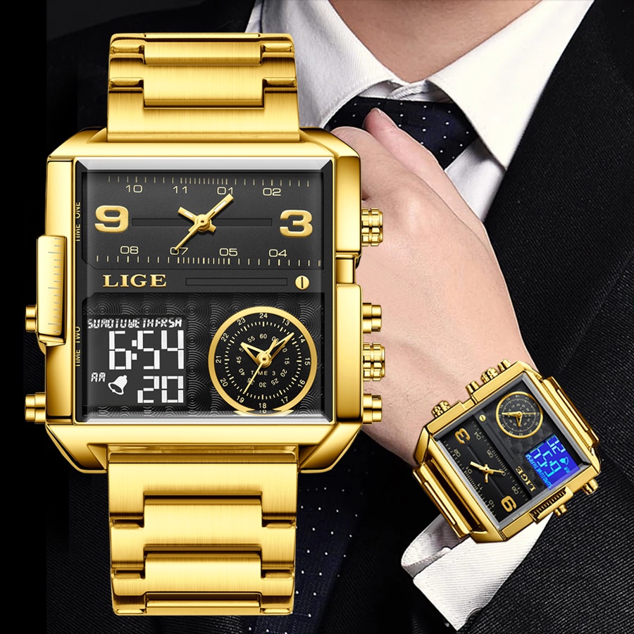 Relógio Masculino De Pulso Grande Dourado Com Pulseira Corrente Masculina  Ideal Para Presente - Relógios - Relógio Masculino - Magazine Luiza