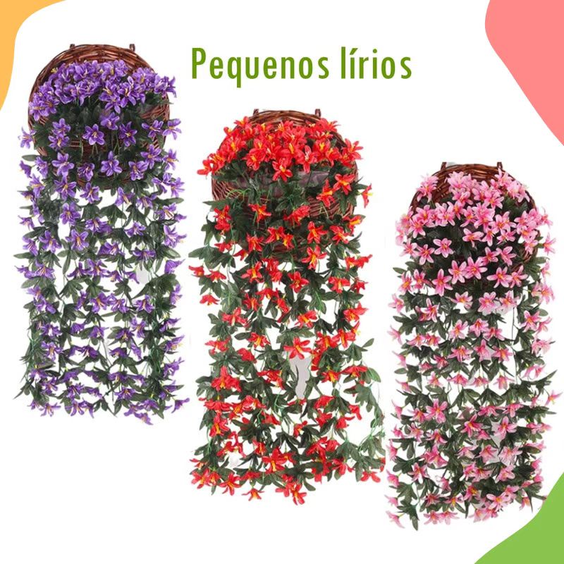 Flores artificiais Lírios pequenos Pendurados para Decoração De Sala De  Estar Parede Jardim Casa | Shopee Brasil