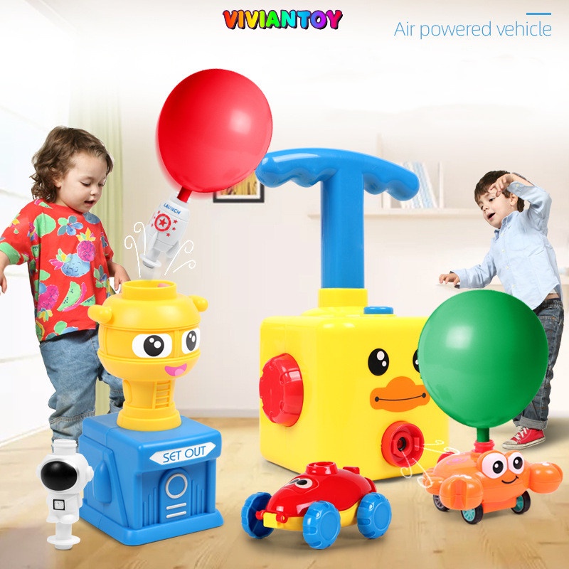 Crianças Inercial Air Power Balloon Carro Brinquedo De Pressão Balão De Torre Educação Para Presentes em Oferta na Shopee