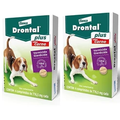2 Drontal Plus Carne Cães 10kg Vermifugo 4 Comprimidos - Elanco