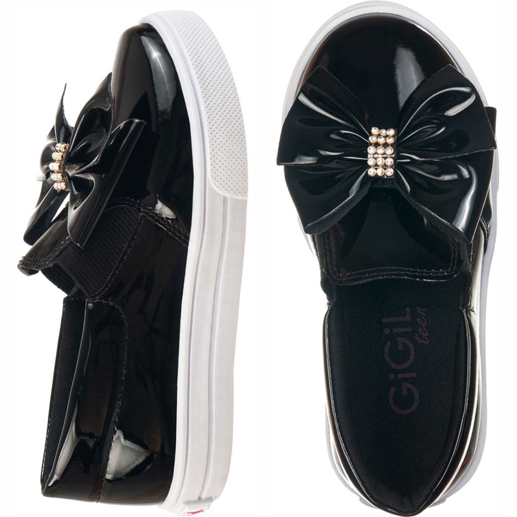 Tênis Casual Infantil Feminino Iate Slip-on Menina Laço Grande Brilho Strass Confortável Moda Blogueira Festa Menina Calce Fácil Leve Enfeite - Baby & Kids Fashion