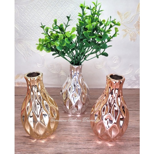 Vaso Decorativo em Cerâmica Rose, Dourado ou Prata em Oferta na Shopee