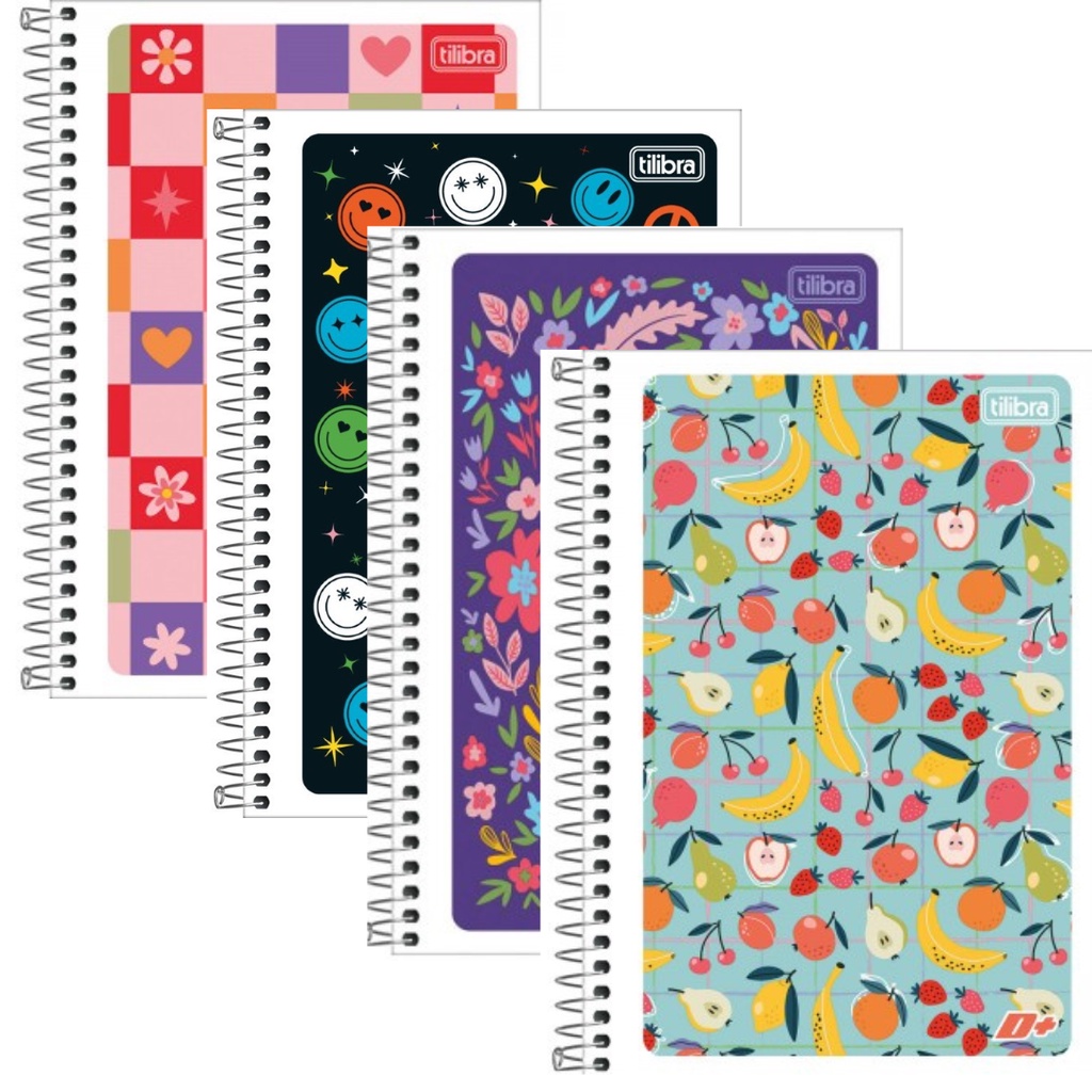 CADERNO ESPIRAL CAPA FLEXÍVEL 1/4 D+ 96 FOLHAS TILIBRA | Shopee Brasil