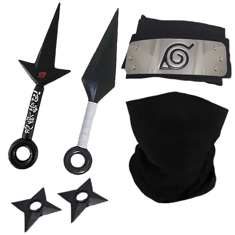 Bandana Vila da Folha + Balaclava + 2 Kunais + 2 Shurikens