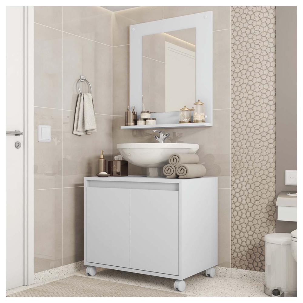 Kit Conjunto Gabinete Armario Banheiro Espelho Clean Branco em Oferta na Shopee