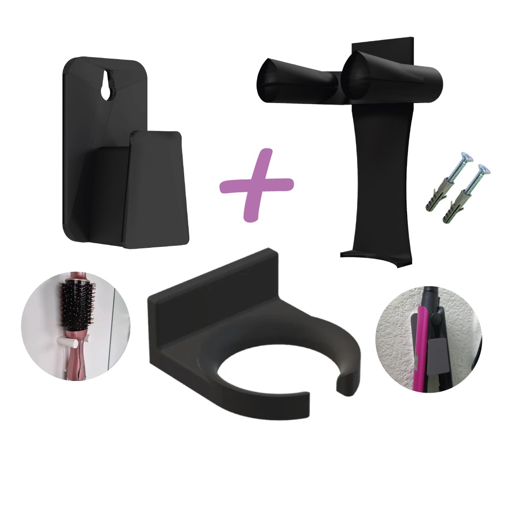 Kit Suporte para Escova Secadora + Secador de Cabelo + Chapinha
