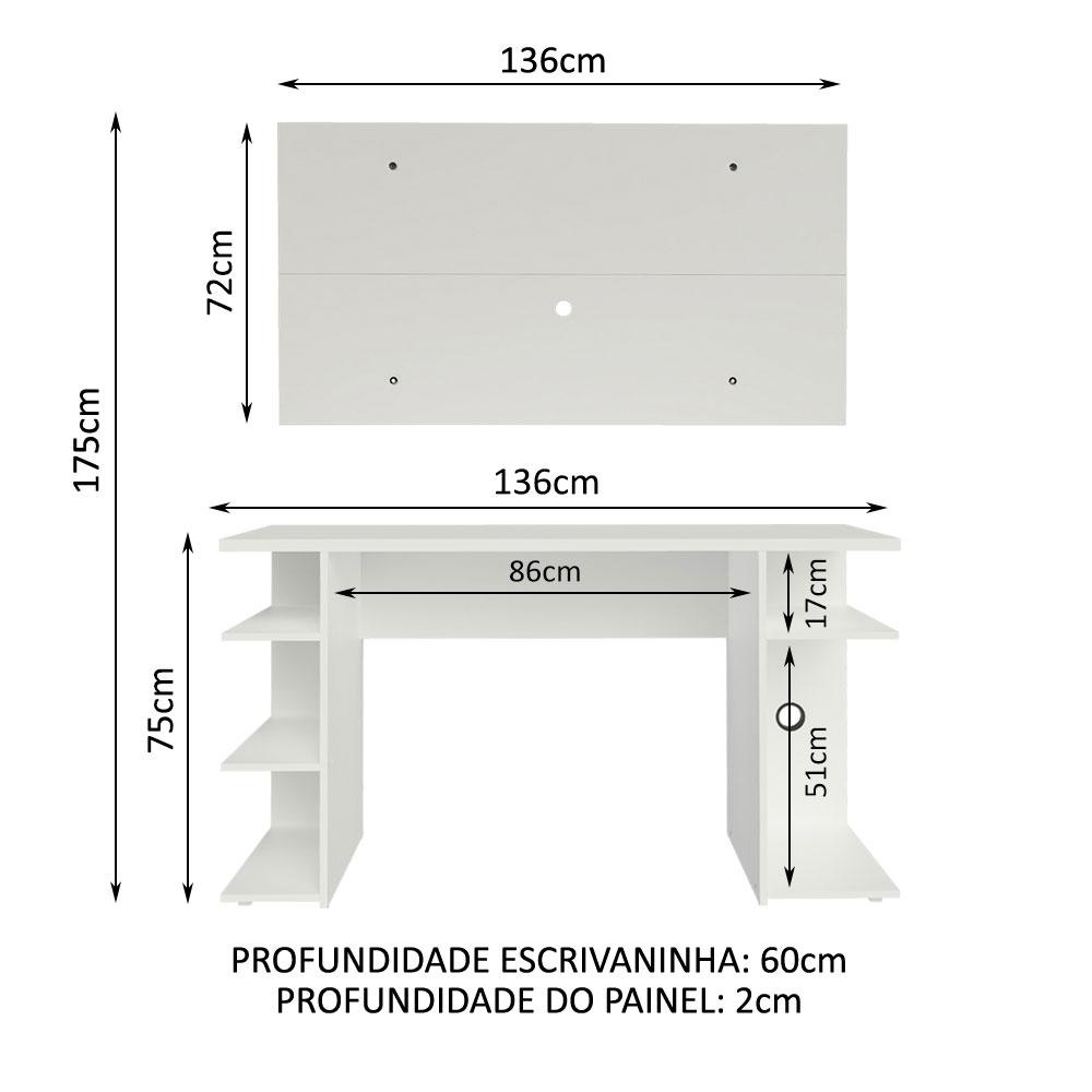 Detalhes do Mesa para Computador Gamer e Painel para TV até 50 Madesa - Branco