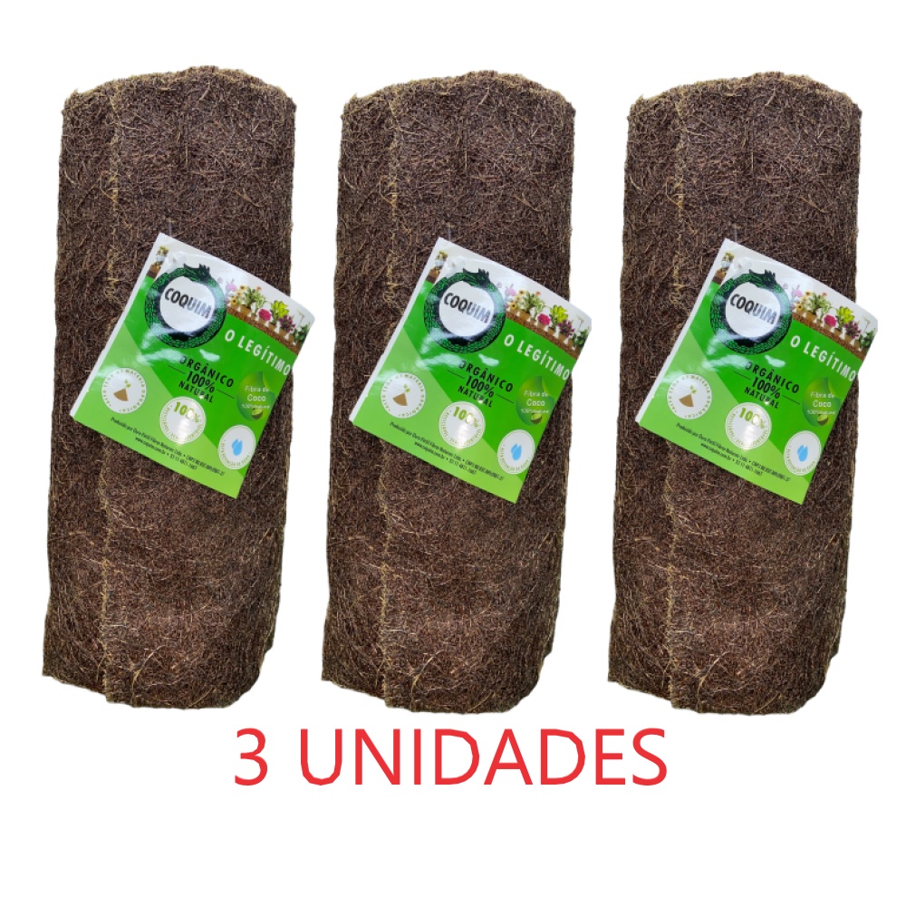 Manta De Fibra De Coco 1mx50cm - Kit C/3un - Original Coquim - Orquídeas, Kokedamas