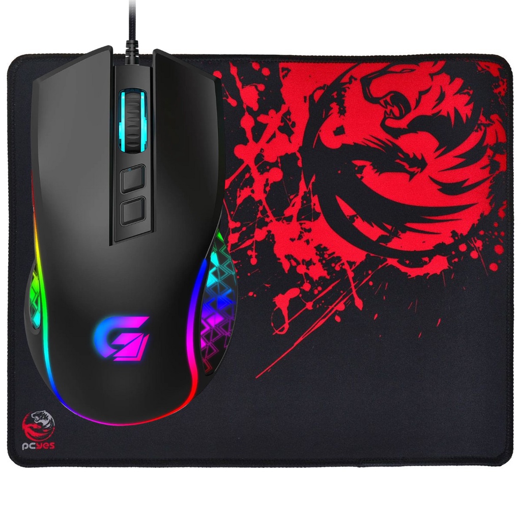 Mouse Fortrek Vickers New Edition Rgb 8000 Dpi + Mouse Pad Gamer Splash