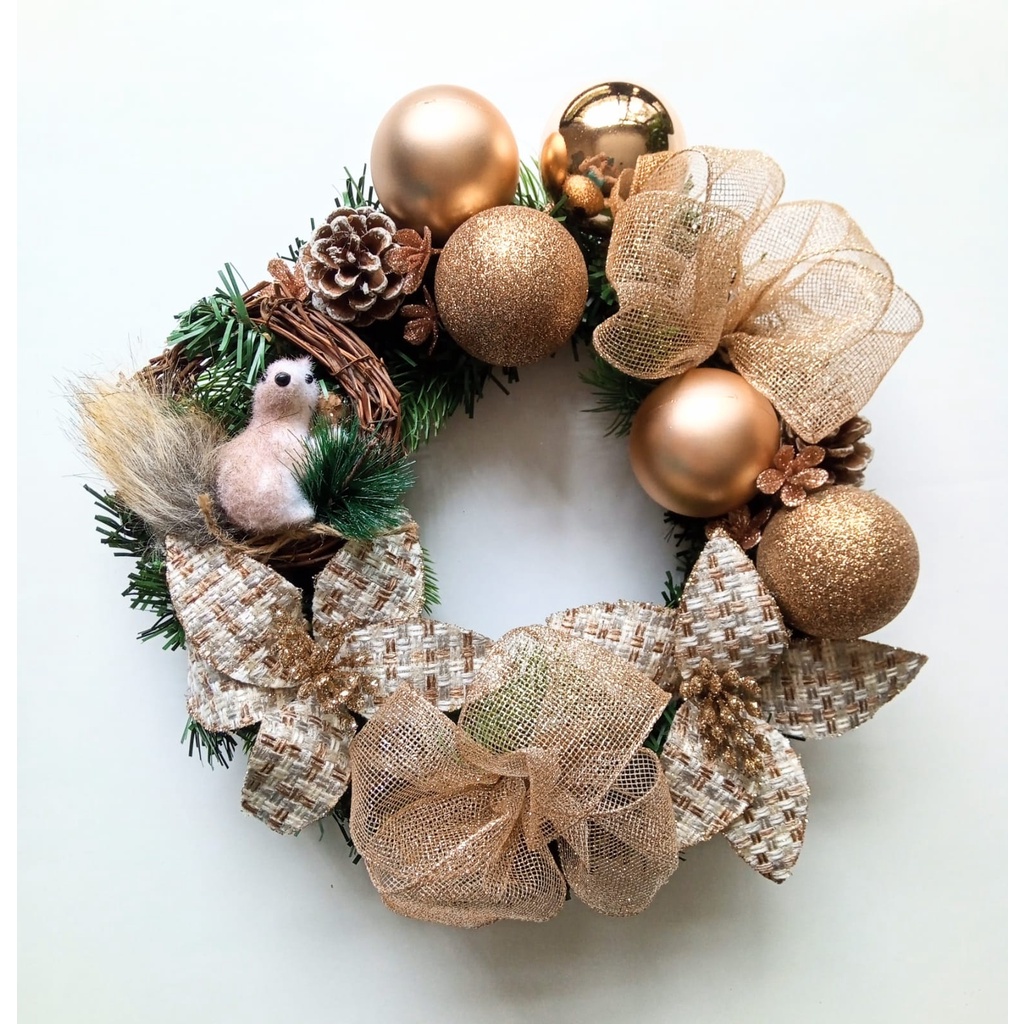 Guirlanda de Natal Enfeite de Porta Cobre Luxo 30 x 30 | Shopee Brasil