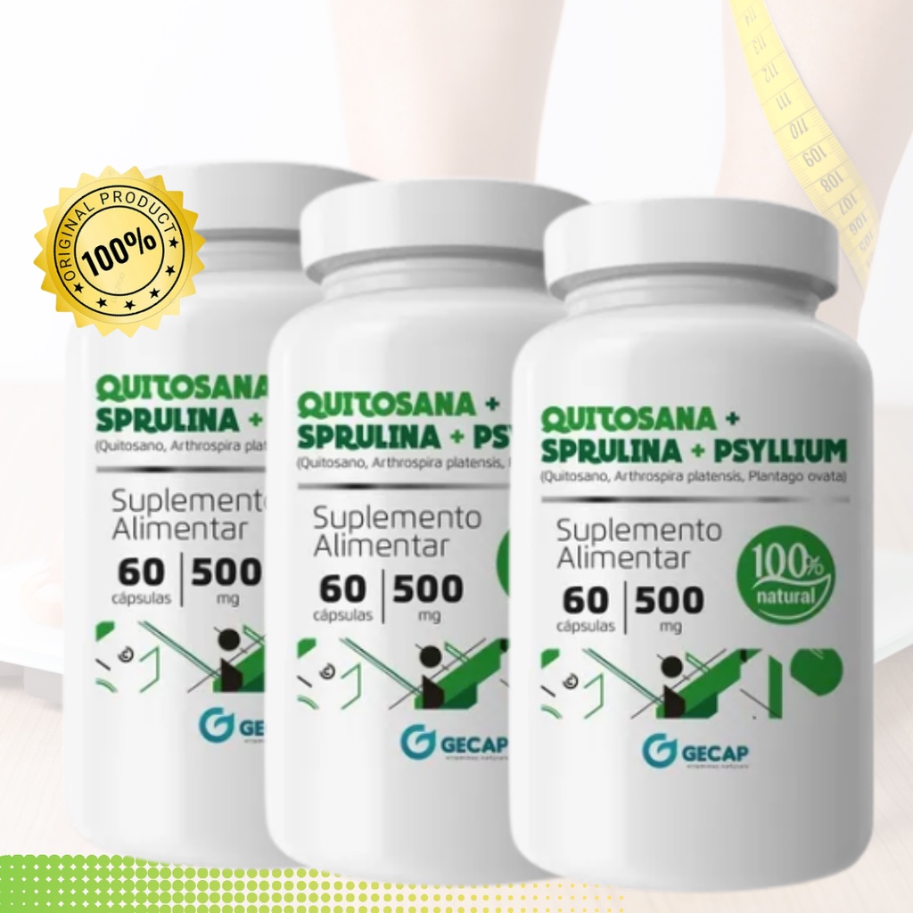 kit 3x Spirulina Psyllium Quitosana 60 cápsulas 500mg Premium | Shopee ...
