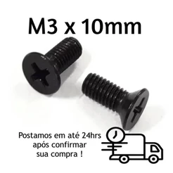Parafuso Chato Phillips M3 X 10mm Oxidado Preto
