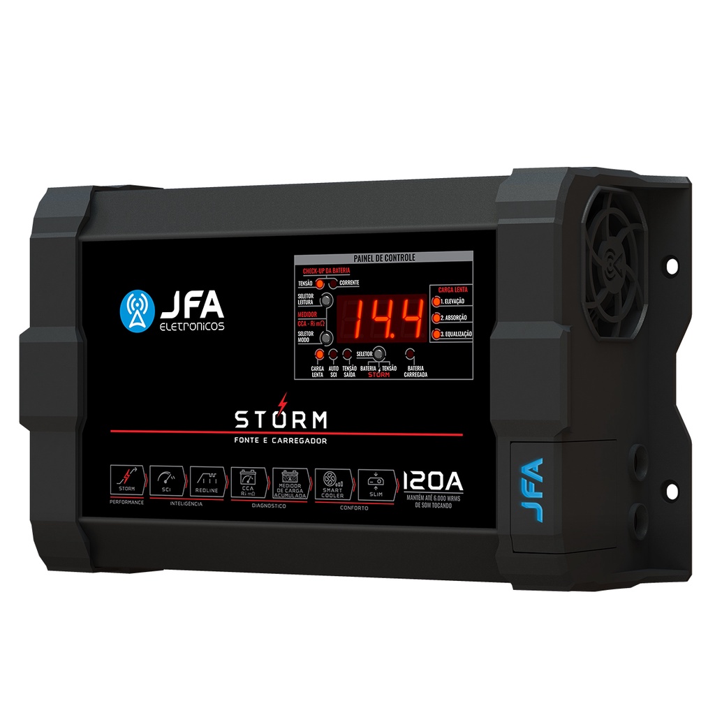Fonte Carregador Bateria Bivolt JFA Storm 120A Digital CCA - Spare Parts and Accessories for Vehicles