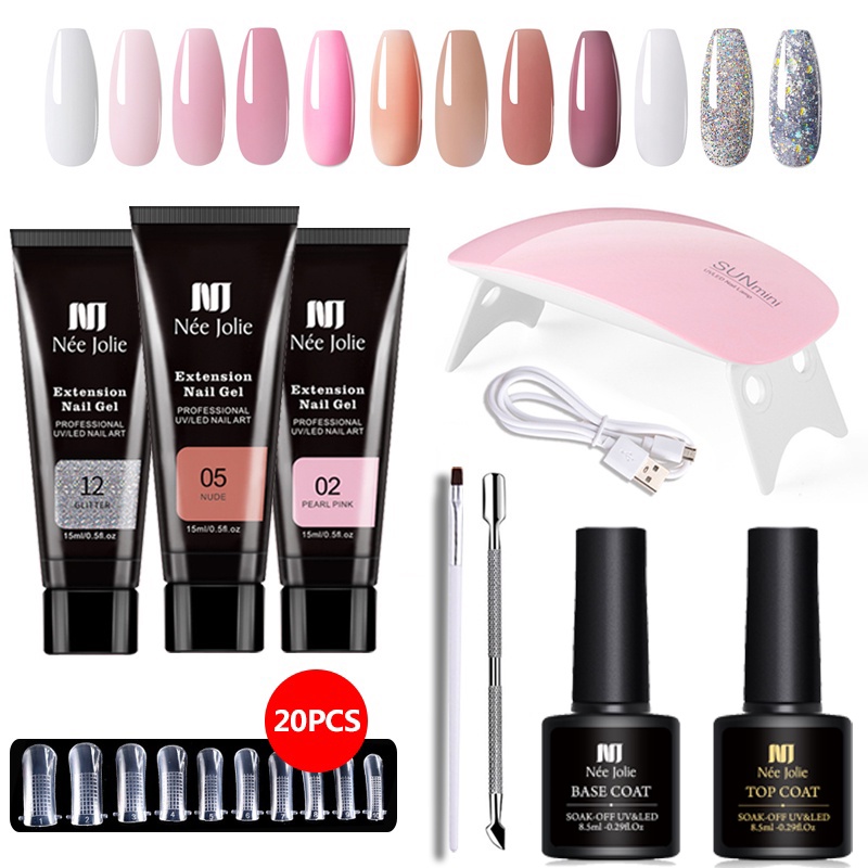 Kit Profissional Completo De Unhas De Gel 8Pcs Conjunto Polietileno Lâmpada UV Led Manicure Completa De Construção Para Ferramenta De Poligel