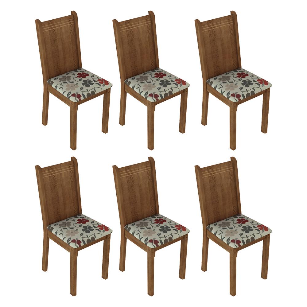 Kit 6 Cadeiras 4290 Madesa - Rustic/Hibiscos - Home & Living
