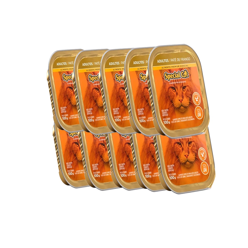 10 und. Ração Special Cat Patê Gatos Adultos Frango 100g