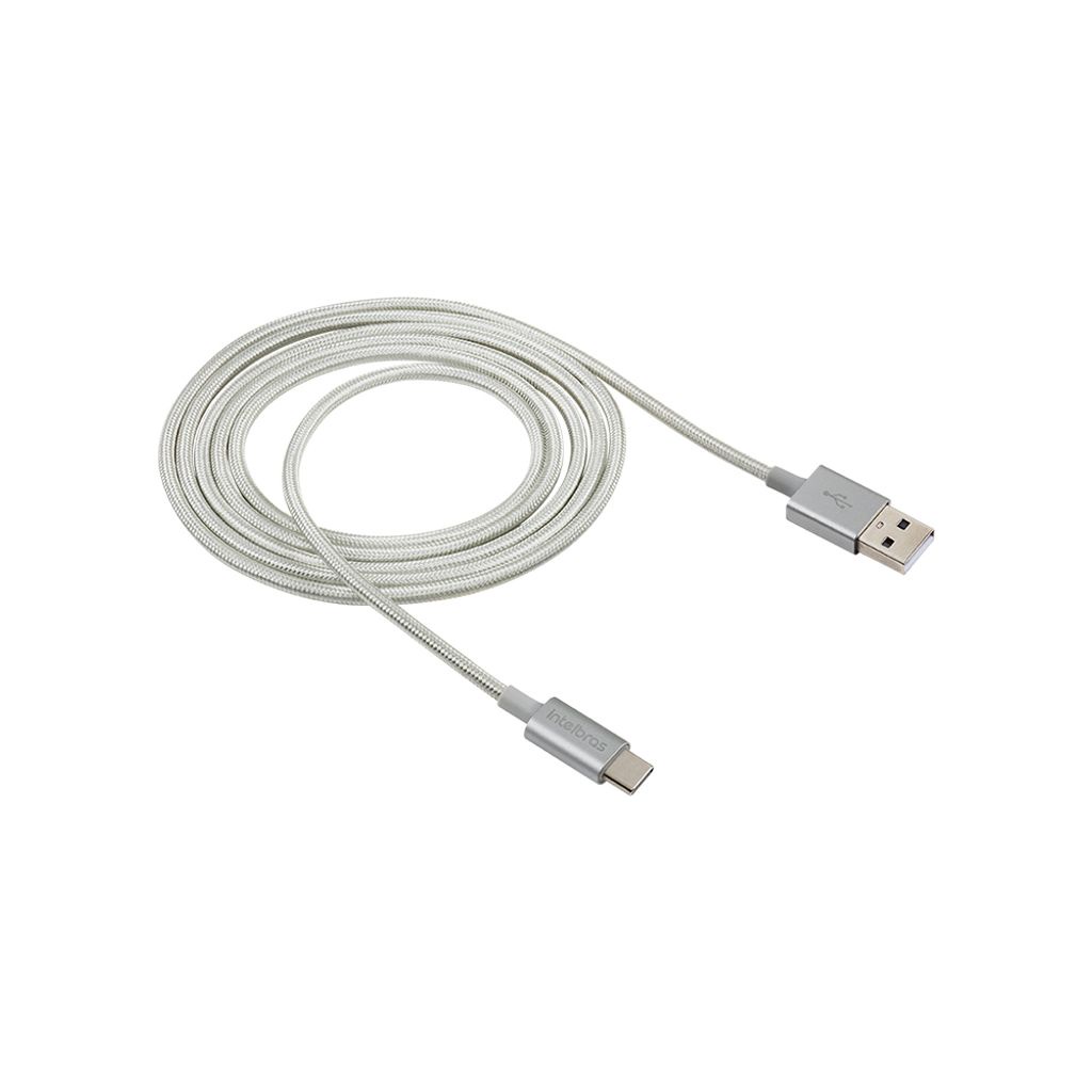 Cabo USB - USB-C 1,5m nylon branco Intelbras EUAC 15NB em Oferta na Shopee