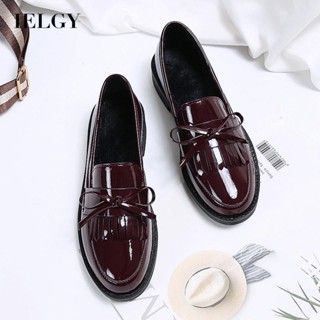 IELGY Sapatos Femininos De Salto Baixo Estilo Britânico Versátil Patente De Couro