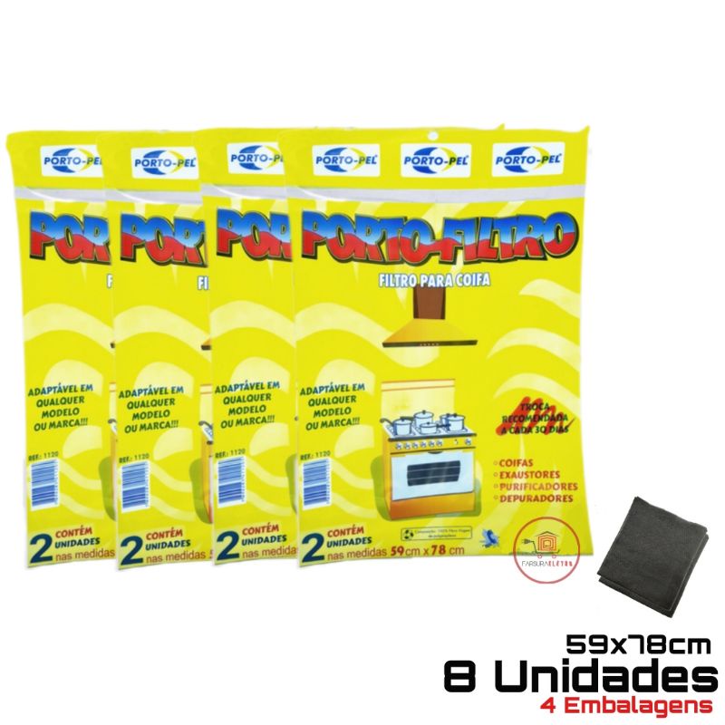 Kit de 8 Filtros Manta para Exaustores Coifas e Depuradores
