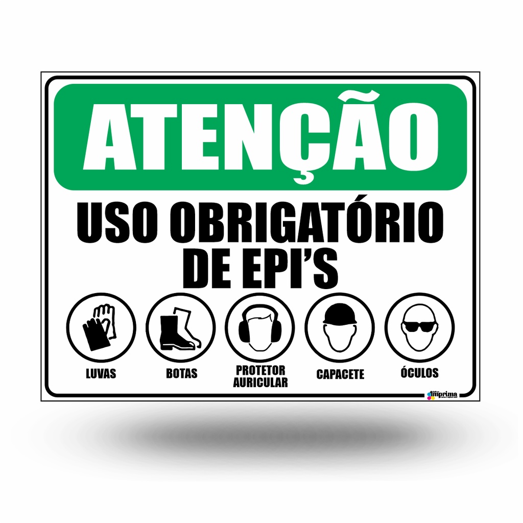 Placa De Sinalização Epi Uso Obrigatório 40x30cm Vistoria Empresa Medida Padrão