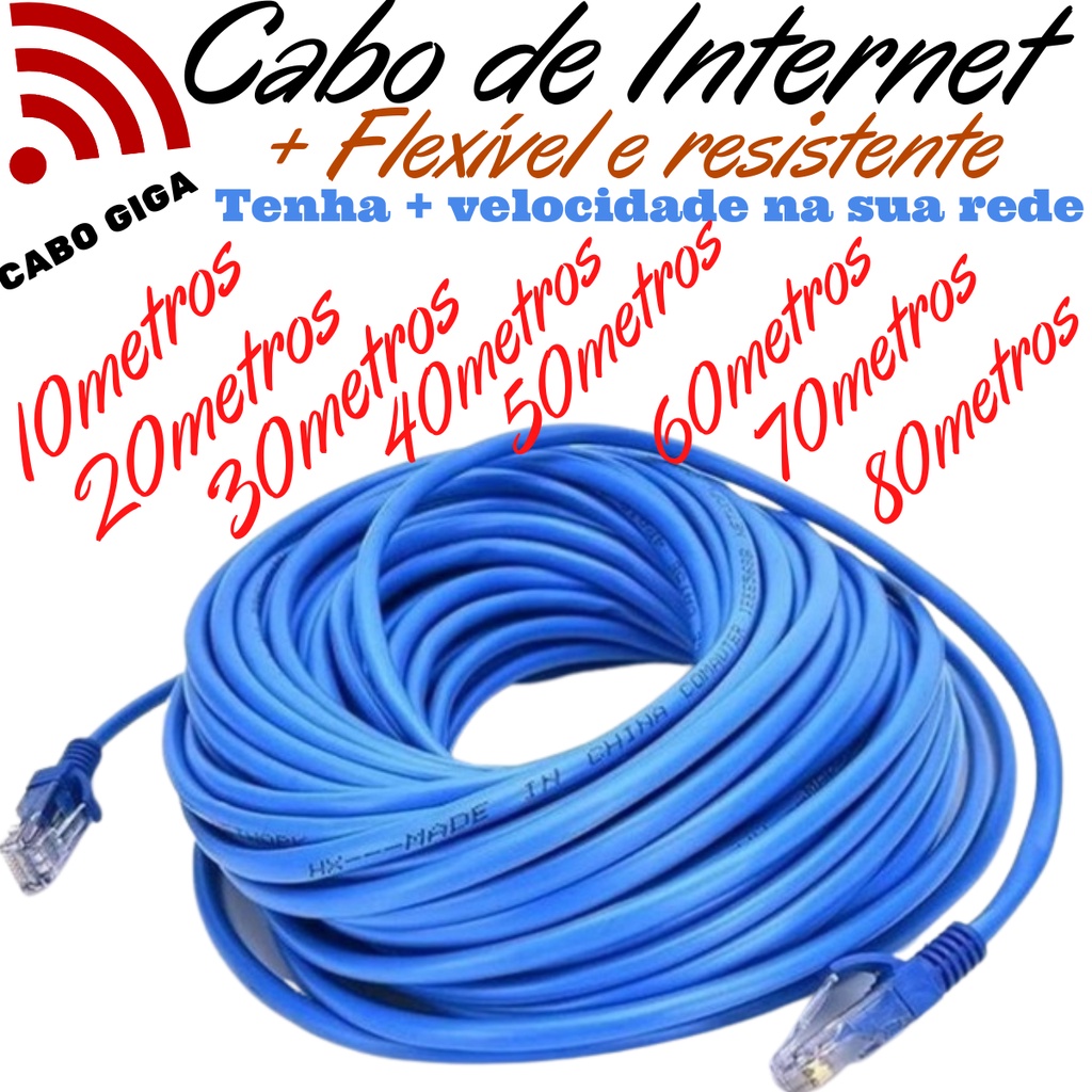 Cabo de rede internet 3, 5, 10, 15 e 20 metros 1000 MBPS envio imediato