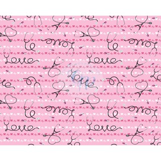 Tecido tricoline, microfibra ou gabardine - Medicina Love - Fundo rosa - 0.50CM