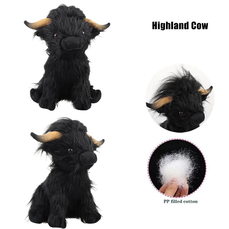28cm Scottish Highland Cow Plush Toy Cute Simulation Long-Haired Doll Kids  Gift | Shopee Brasil