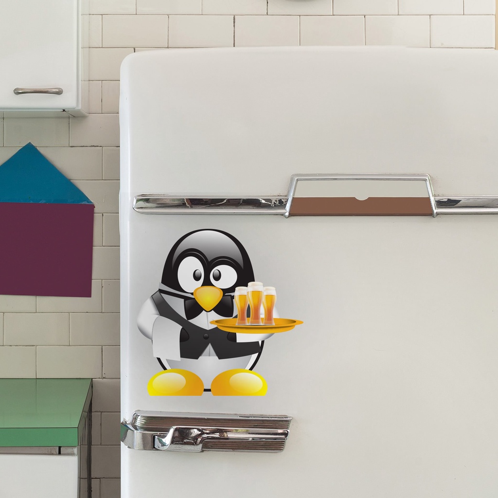 Adesivo de Geladeira Pinguim Cerveja 25x25 cm