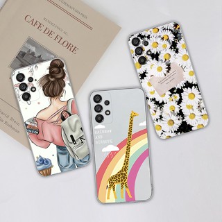 Capa Para Samsung Galaxy A52 A52S 4G 5G Flexível TPU Margarida Garota Girafa Estampada De Silicone Em A 52 S 4 5 G SamsungA52S GalaxyA52 Telefônica Funda