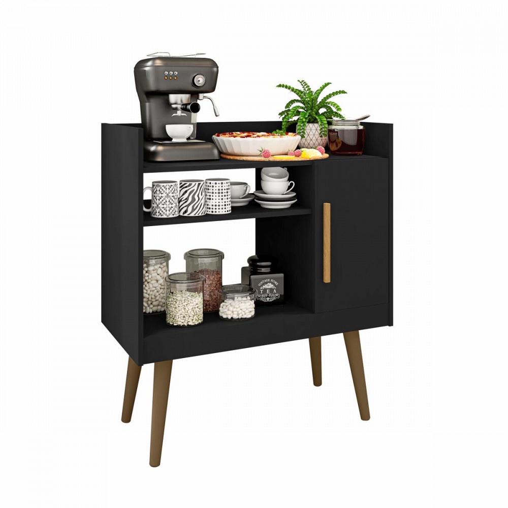 Aparador Buffet 1 Porta Café II Preto Fosco Bechara em Oferta na Shopee