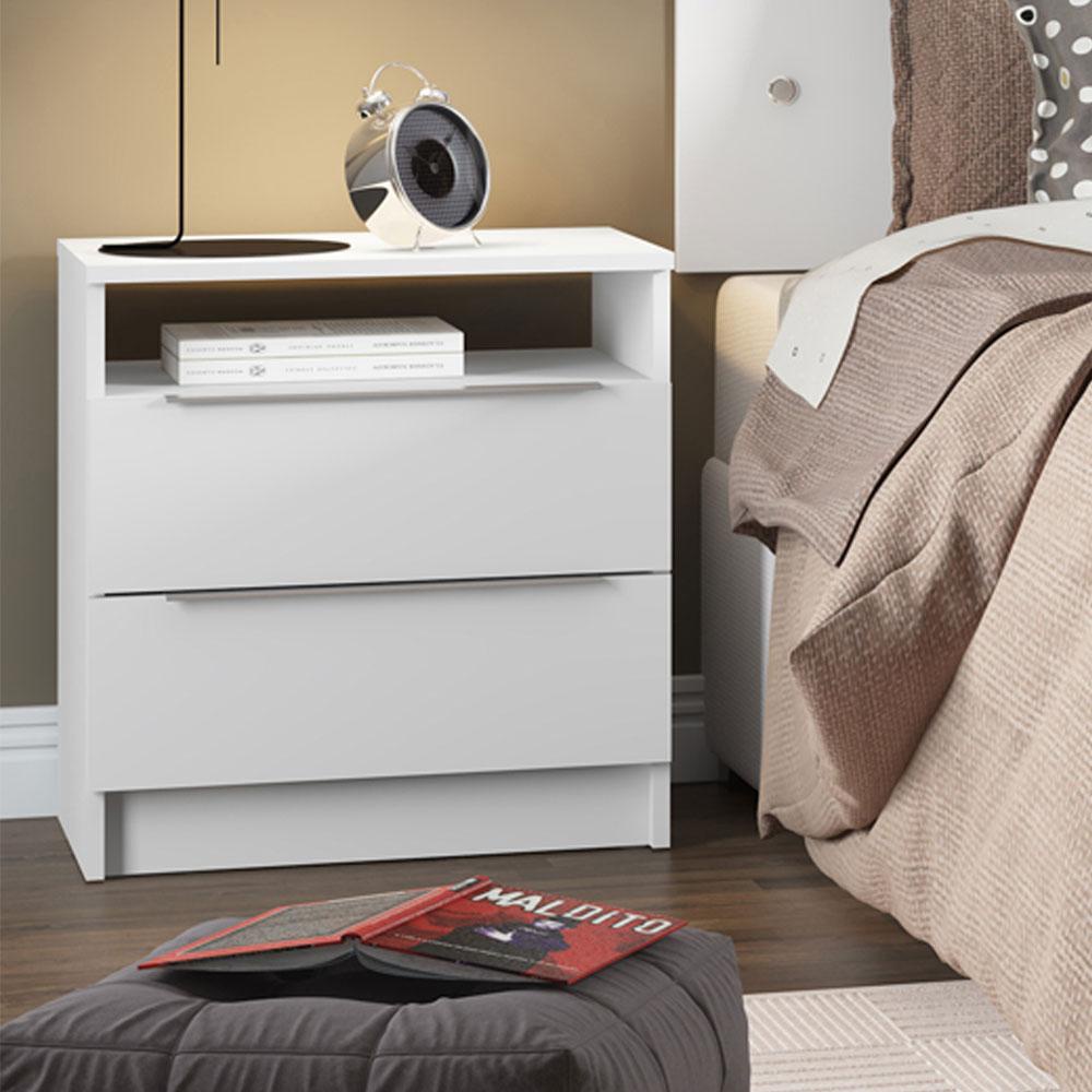 Mesa de Cabeceira Madesa 3227 com 2 Gavetas - Branco em Oferta na Shopee