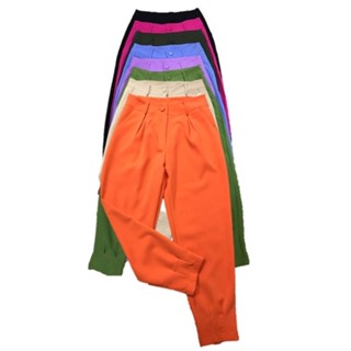 Calça 2169 cenoura detalhes de dobrados com bolso alfaiataria moda feminina