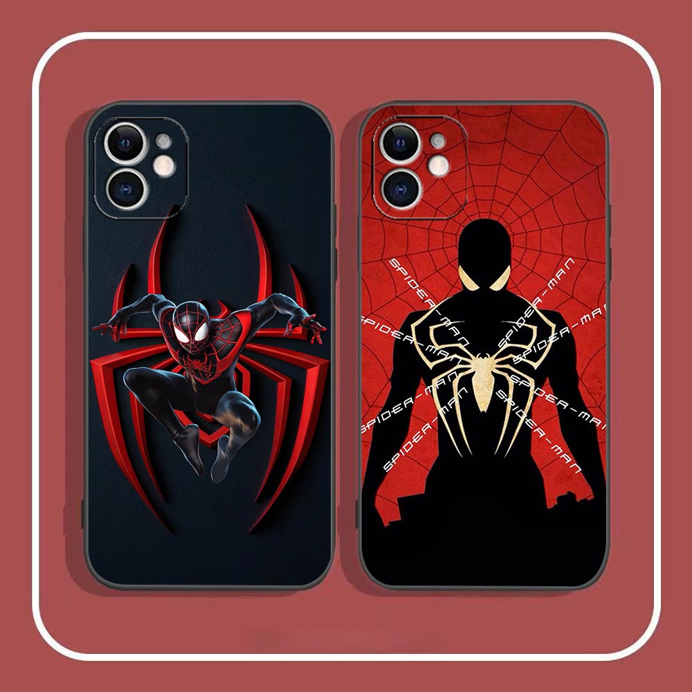 Vingadores Homem-Aranha Marca Balck Flexível Capa Para Celular Apple iPhone 14 11 12 13 Pro Max 7 8 SE 2022 X XR XS 6 6s Plus TPU