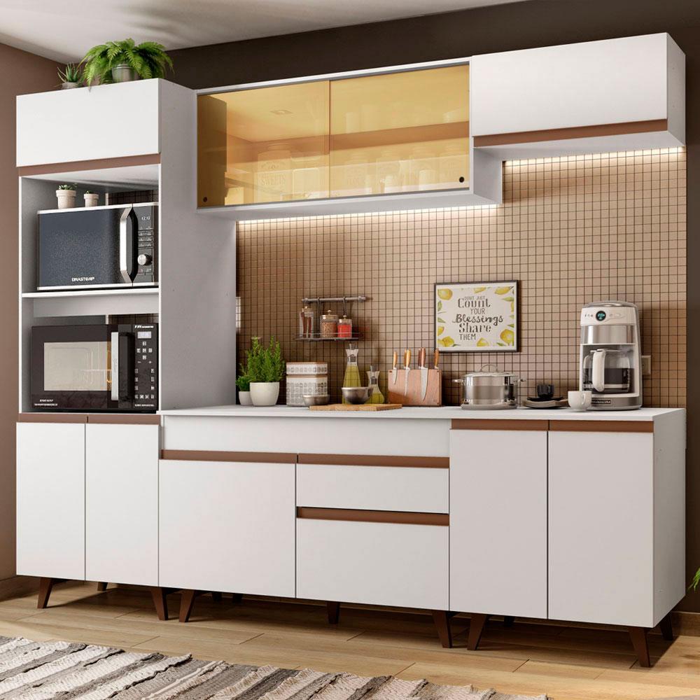 Cozinha Completa Madesa Reims 260002 com Armário e Balcão - Branco - Home & Living