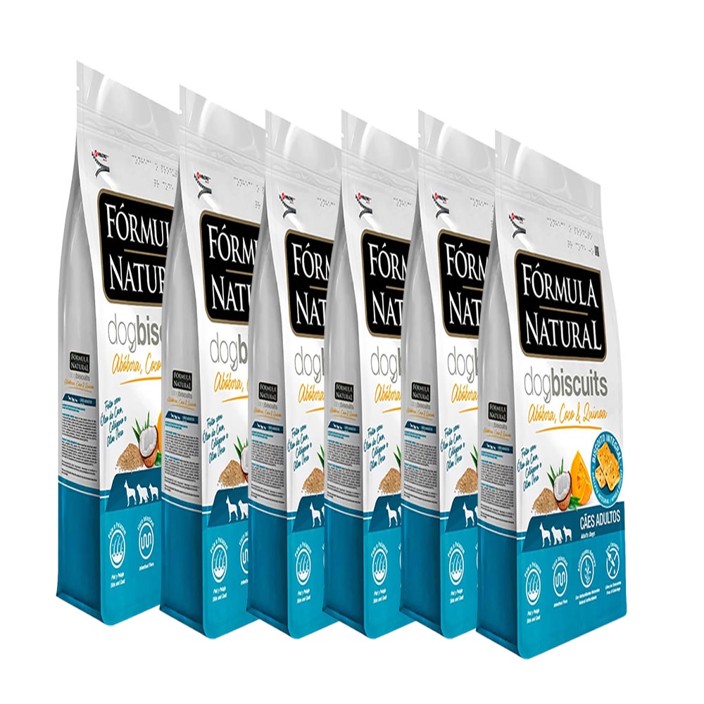 KIT 6 Biscoito Formula Natural Dog Biscuits Cães Adultos Abobora - 250g