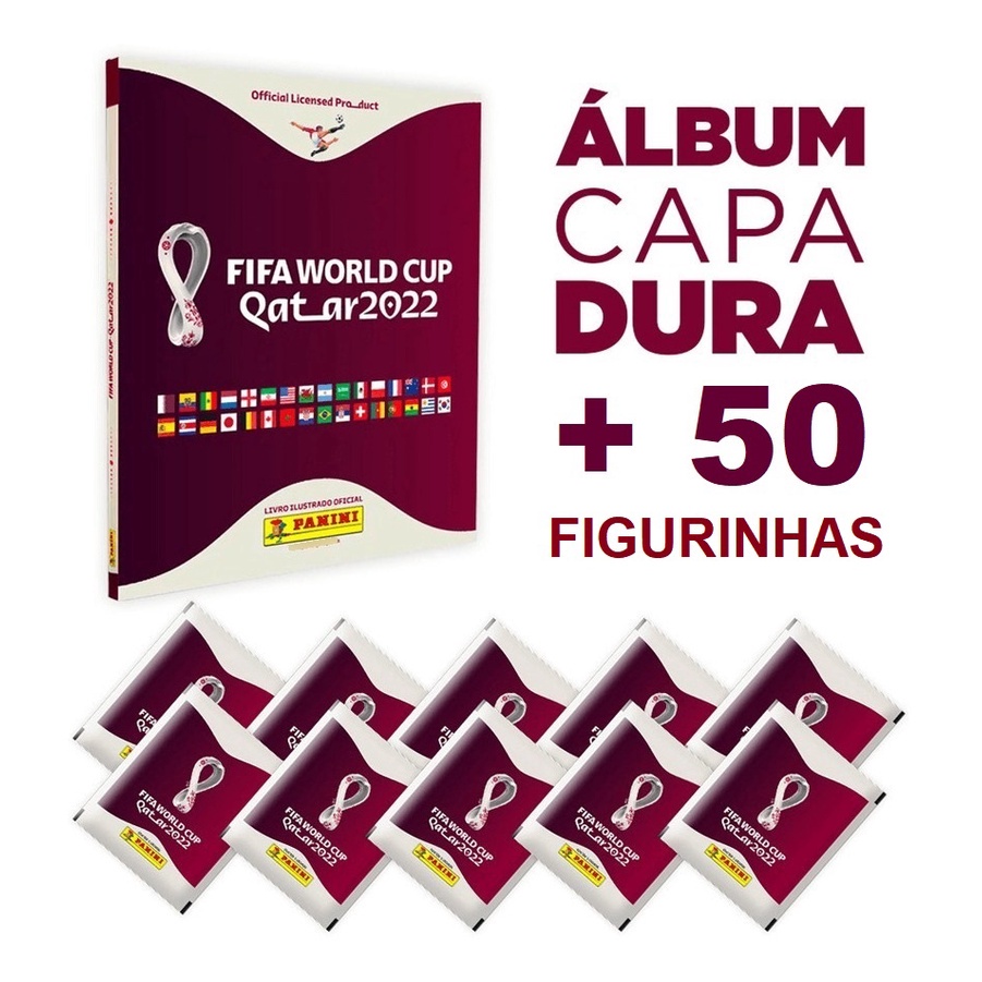 Kit Álbum Capa Dura Copa Do Mundo 2022 Qatar Oficial + 50 Figurinhas PRONTA ENTREGA