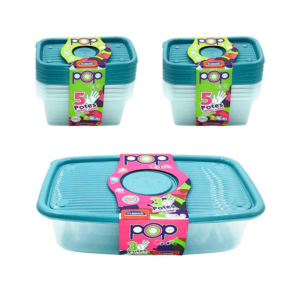 Jogo 13 potes com tampa freezer microondas geladeira vasilha marmita comida fitness alimentos mantimentos frutas despensa cozinha tapuer tapoer tapauer