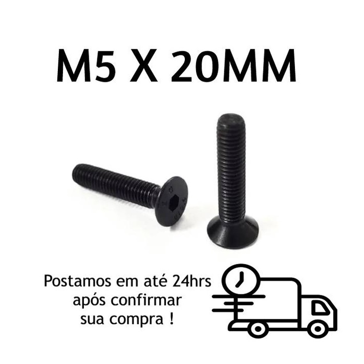 Parafuso Allen Cabeça Chata M5 X 20mm Oxidado Preto