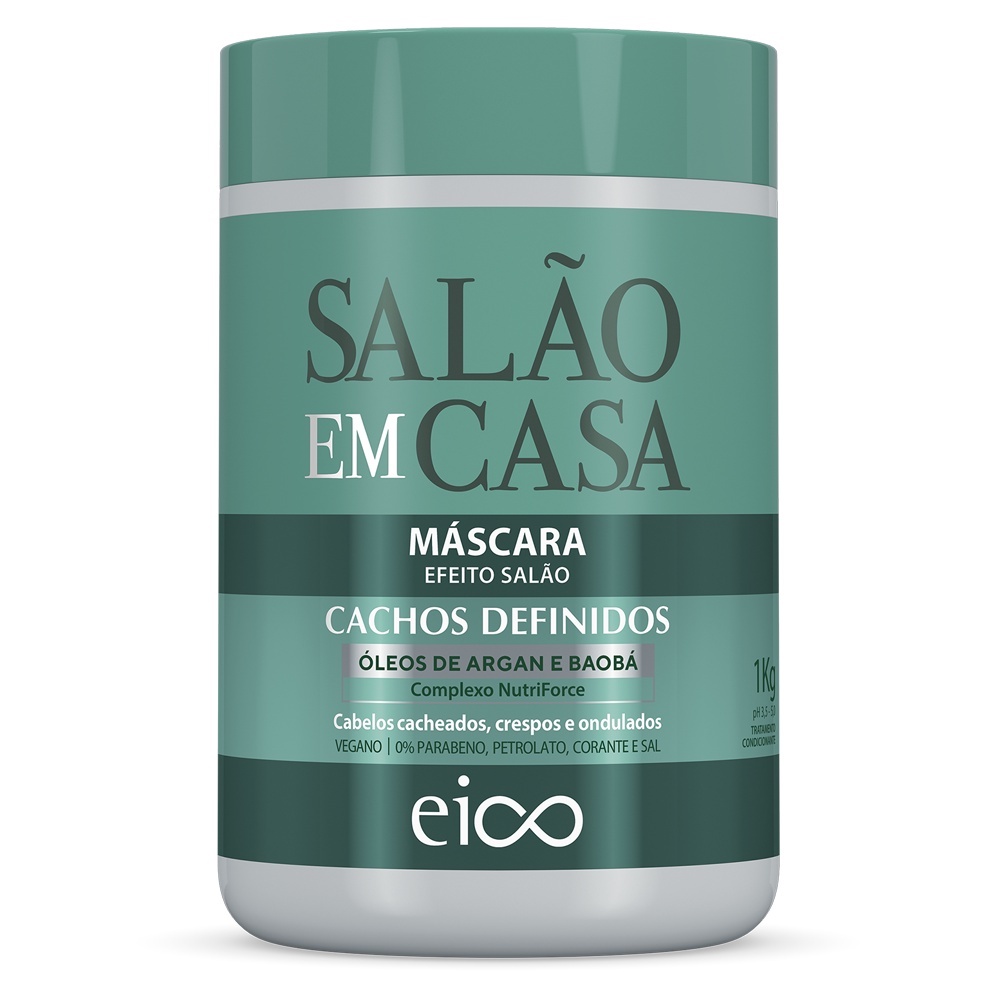 Eico Máscara Tratamento Creme Hidra Nutre Salão Em Casa Cachos Definidos 1kg Óleo Argan Cacheados Crespos e Ondulados