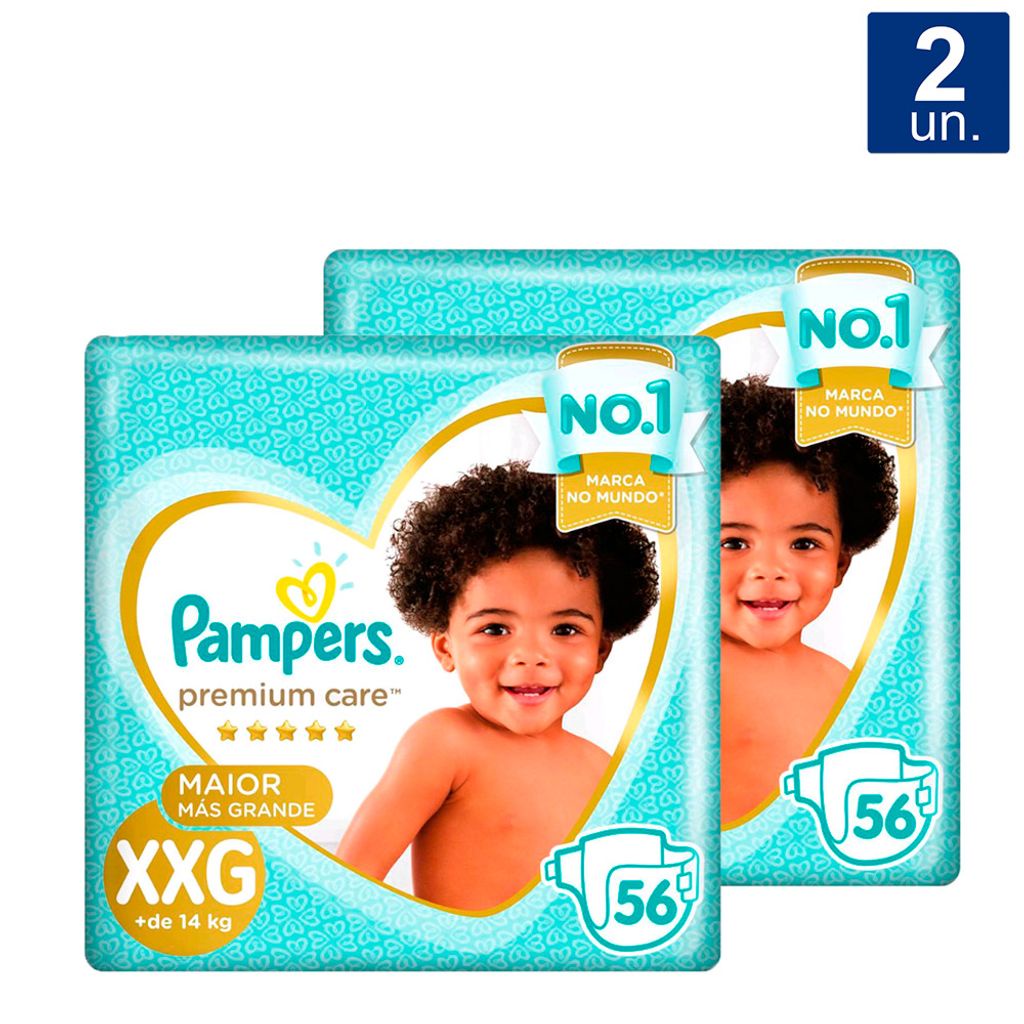 Kit 2x Fralda Pampers Premium Care Tamanho Xxg Pacote Hiper 56 Fraldas