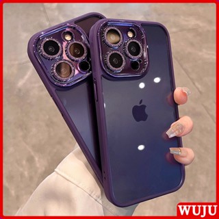 WUJU Com Protetor De Câmera Glitter De Luxo Transparente Acrílico Anti-Impacto Compatível Para iPhone 14 13 12 11 Pro Max Capa Traseira Rígida Do Pára-Choques
