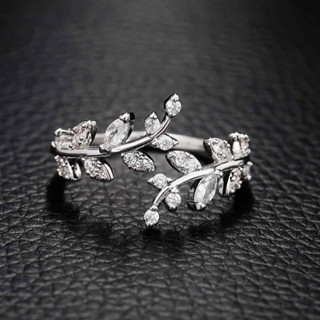 Prata 925 Libras Esterlinas Delicada Folha Anéis De Dedo Em Forma De Azeitona Para Mulheres Abertura Ajustáveis Cor/Ouro Moda Jóias Femininas