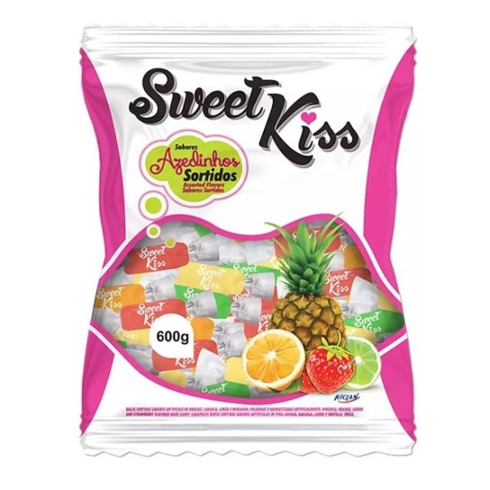 Bala Sweet Kiss Sortida tipo Paulistinha 600g - Riclan