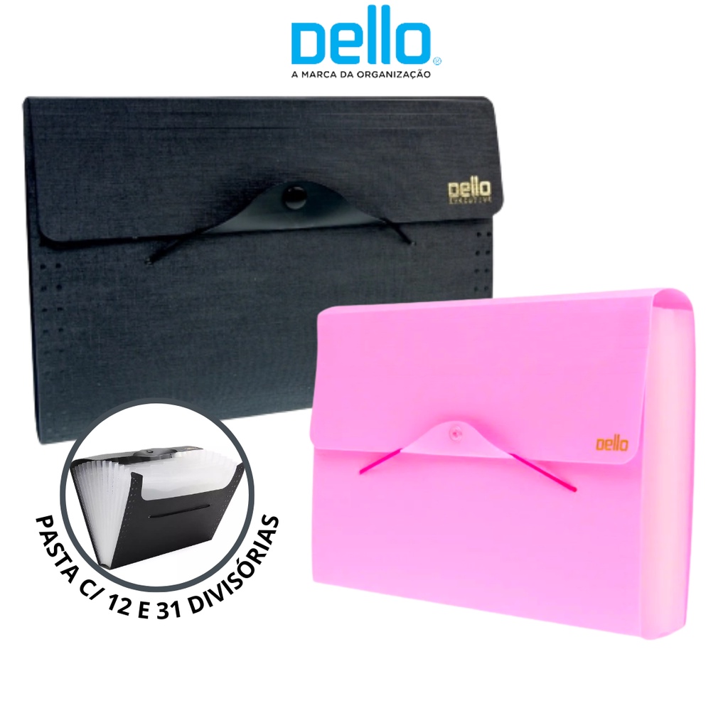 Kit Pastas Sanfonada 12 e 31 Divisórias Pastel - Dello em Oferta na Shopee